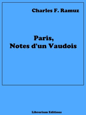cover image of Paris, Notes d'un Vaudois